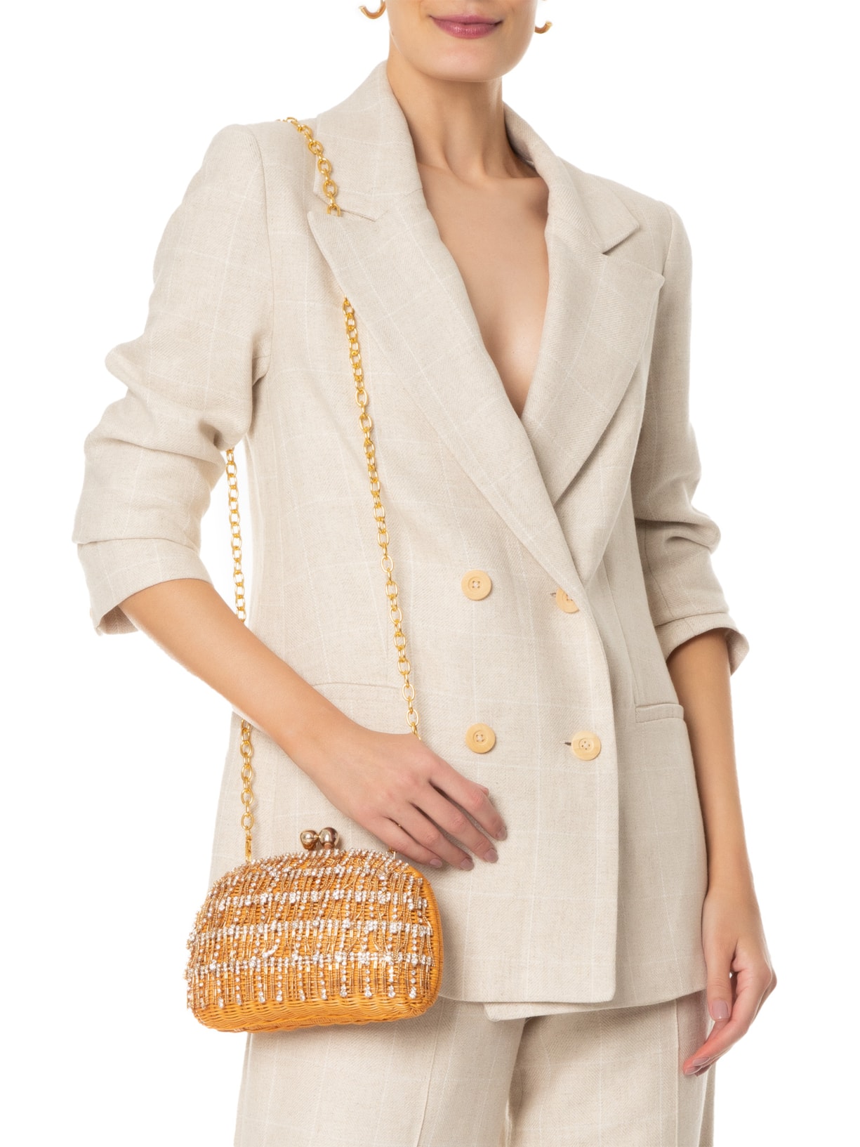 Bolsa Feminina Mia Crystals Wk Lt Honey Bege Serpui