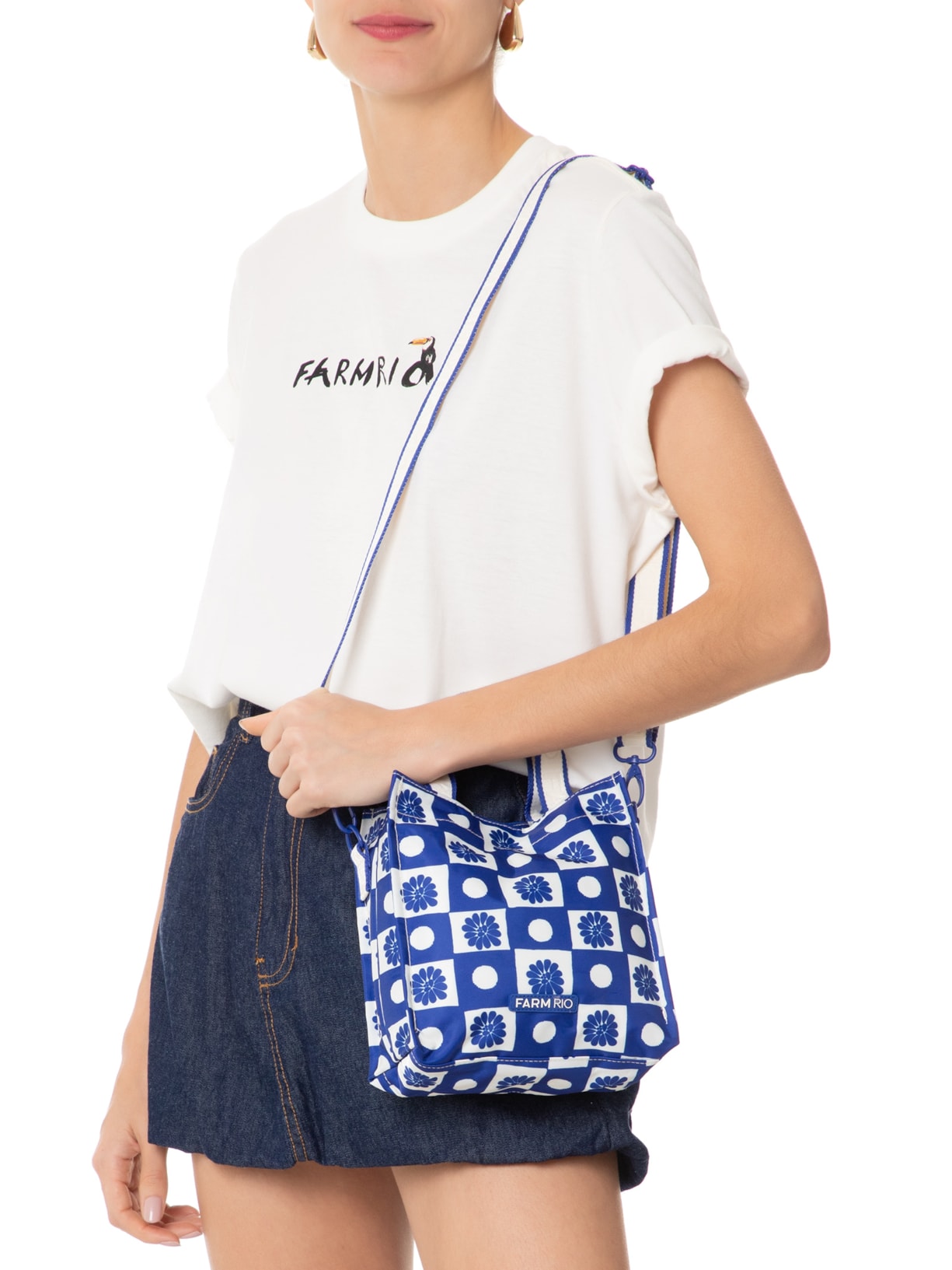 Bolsa Feminina Mimo Quadriculado Palermo Azul Farm Etc