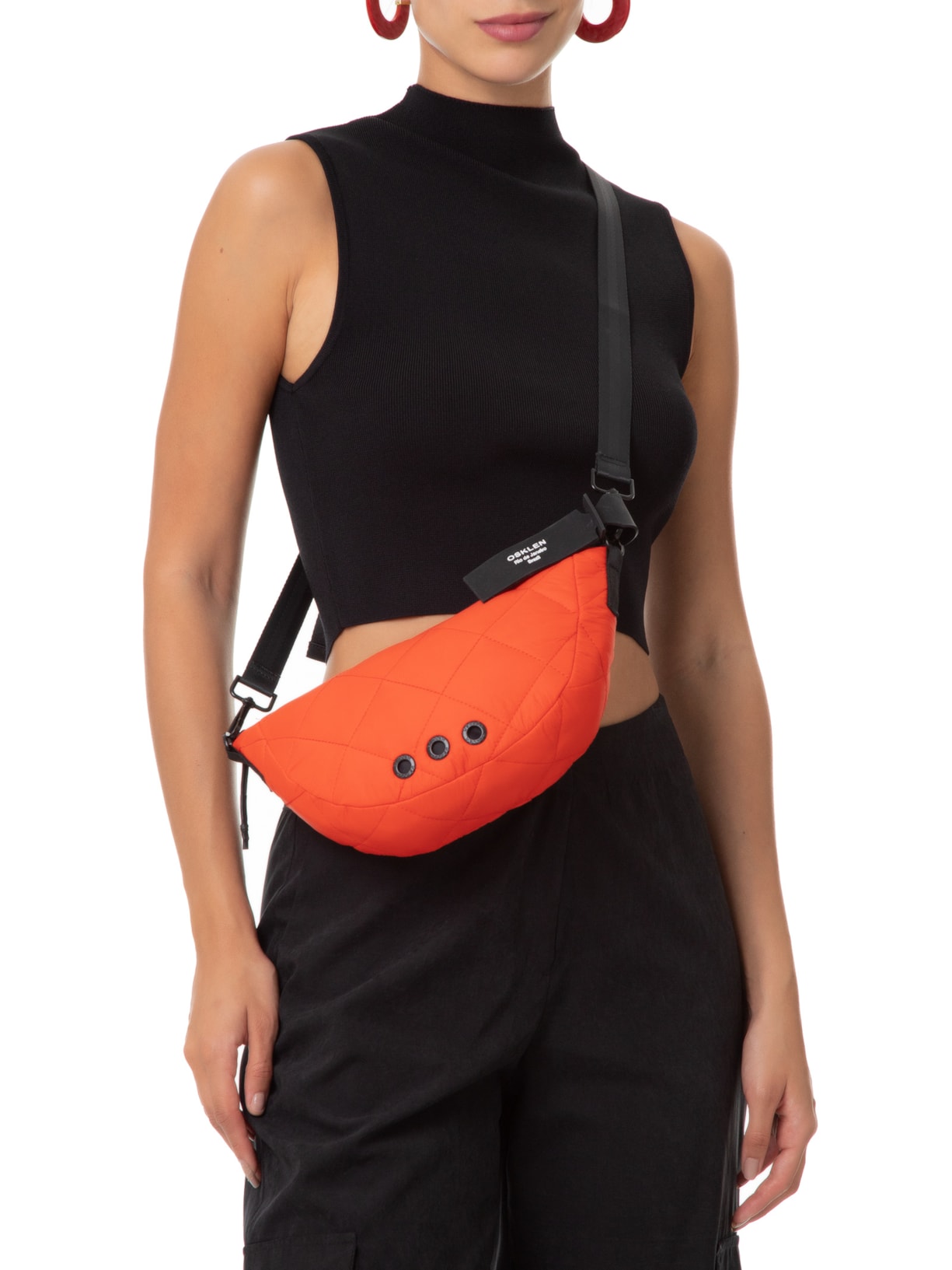 Bolsa Feminina Mini Andiroba Nylon Matelassê Laranja Osklen