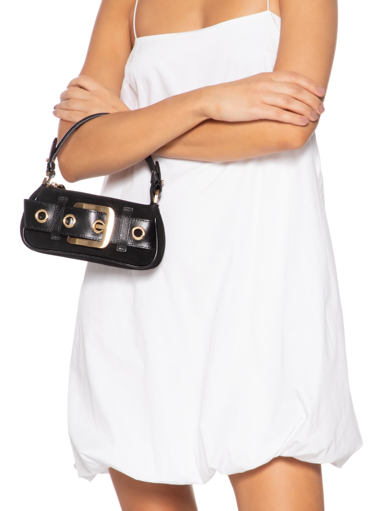 Bolsa Feminina Mini Bag Lien Camurça Preto Vicenza
