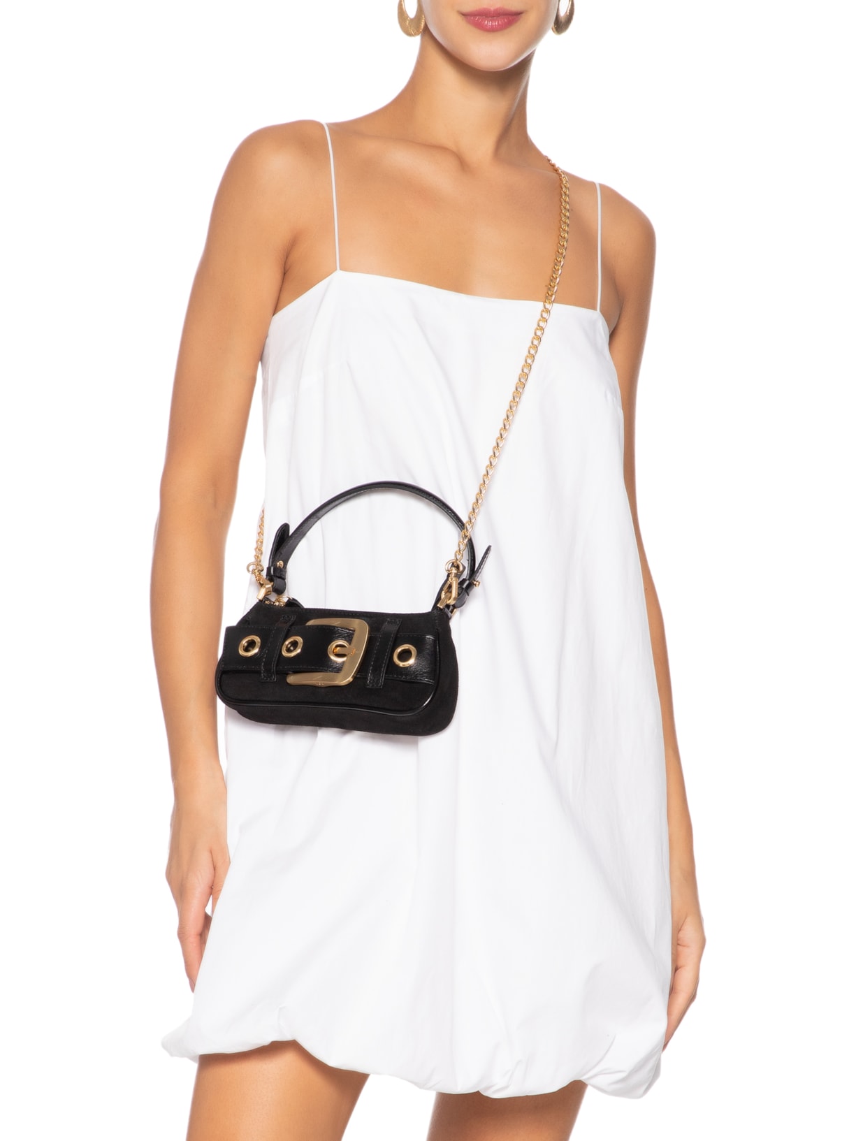 Bolsa Feminina Mini Bag Lien Camurça Preto Vicenza