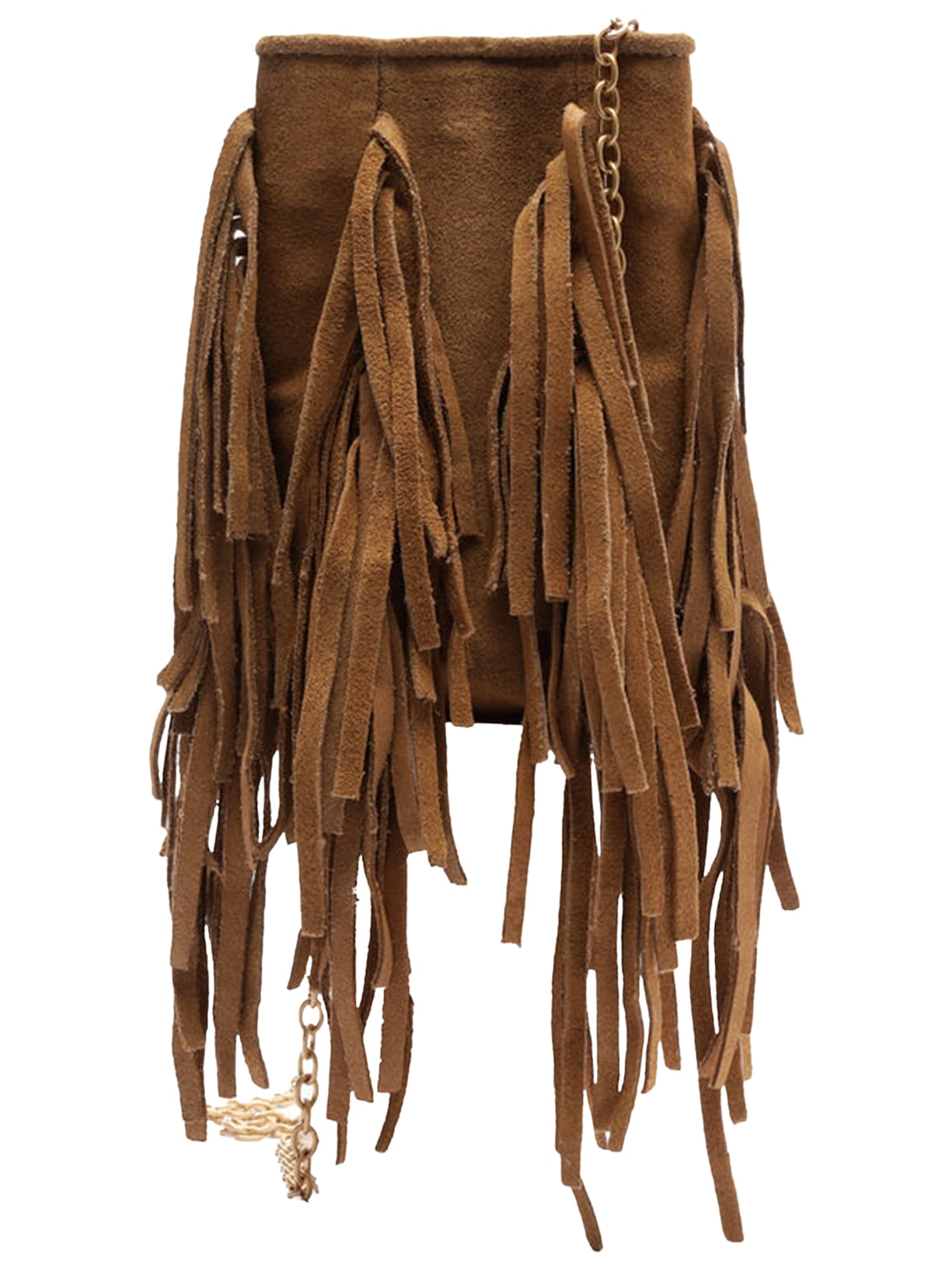 Bolsa Feminina Mini Bag Suede Franjas Porta-Celular - Marrom