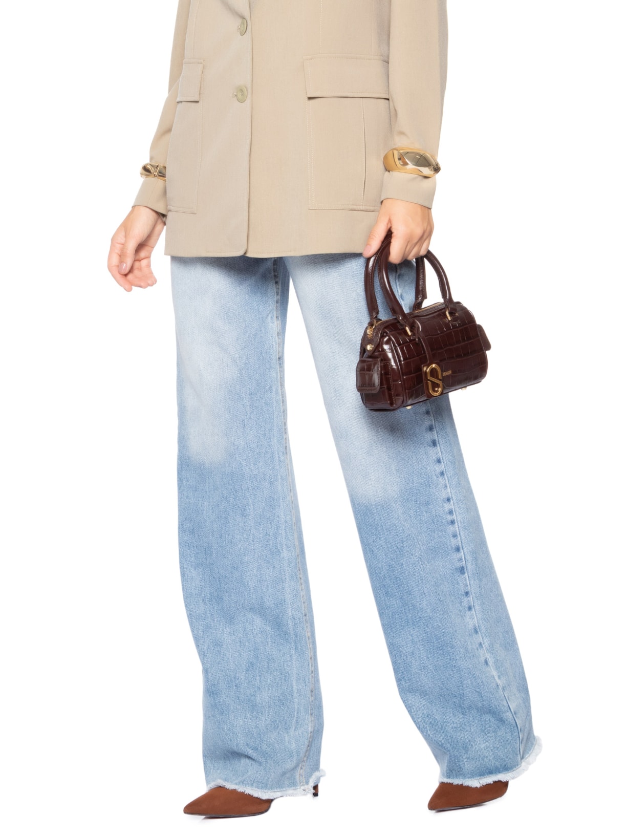 Bolsa Feminina Mini Bag Tay Couro Marrom Schutz