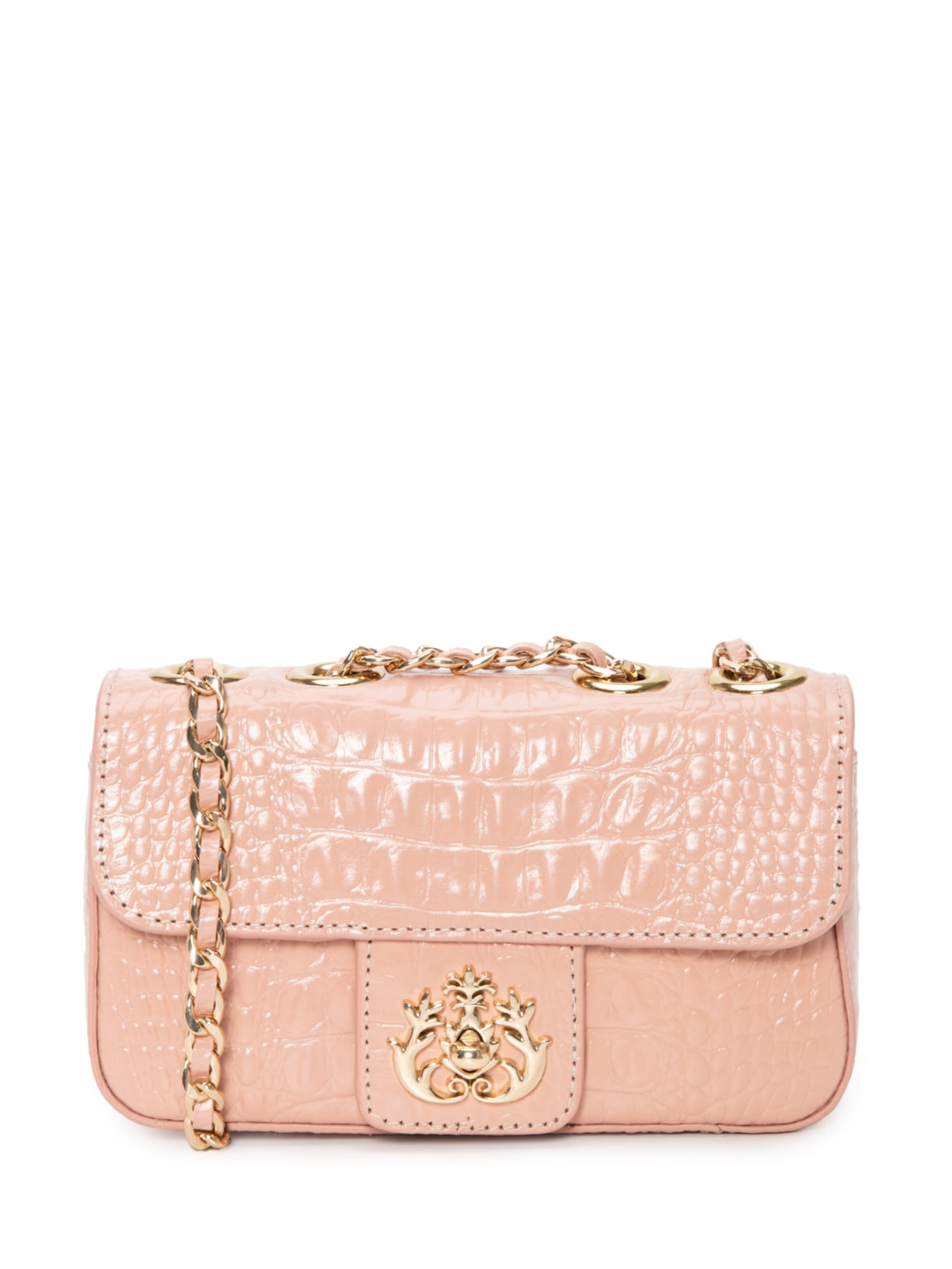 Bolsa Feminina Mini Baguete Em Couro Natural - Rosa
