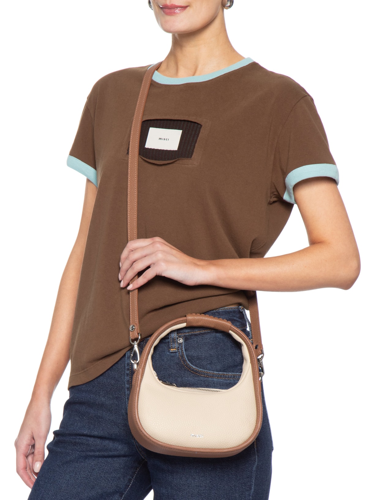 Bolsa Feminina Mini Bambolê Bege Misci