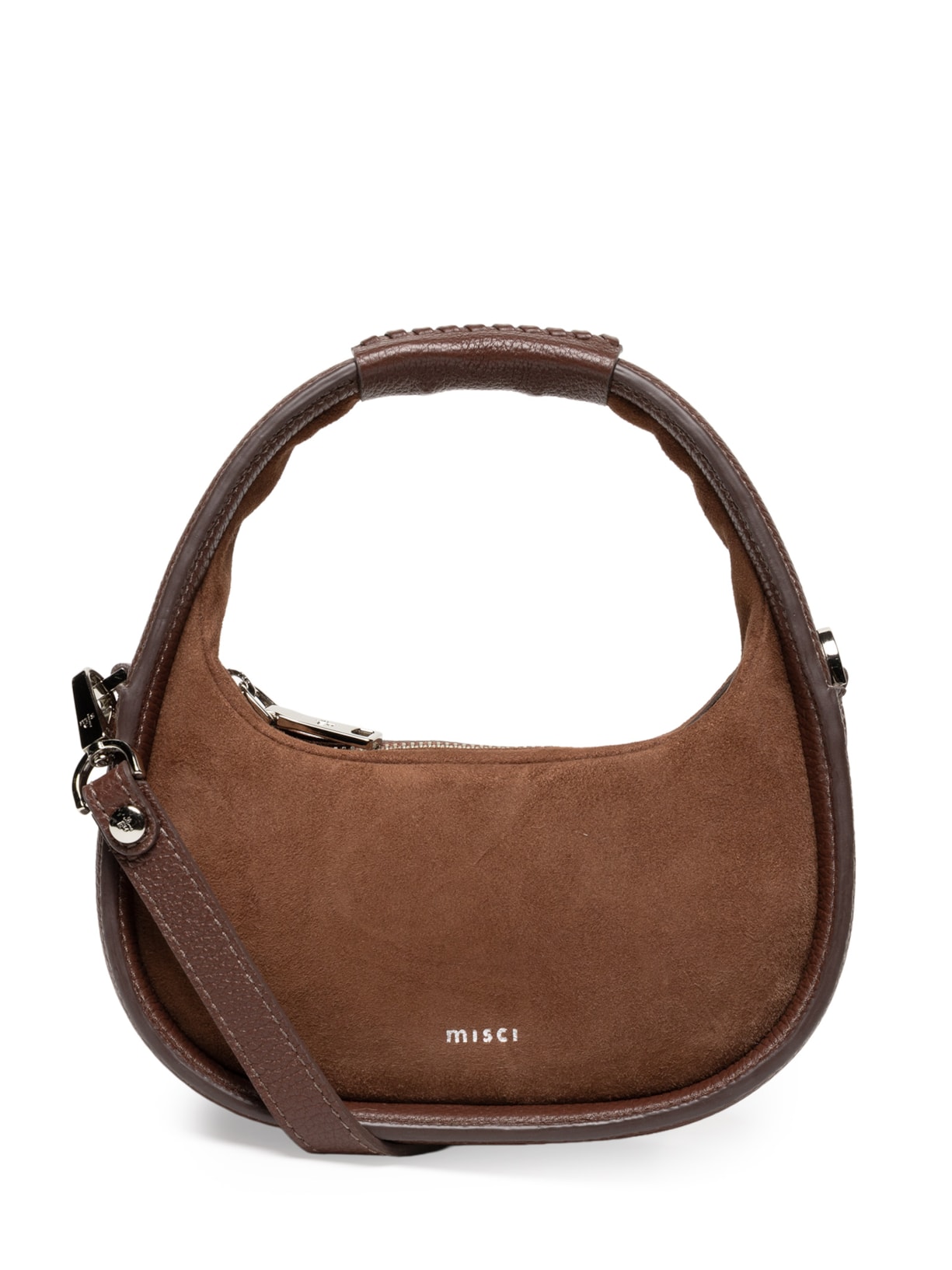 Bolsa Feminina Mini Bambolê Camurça Pequena - Marrom