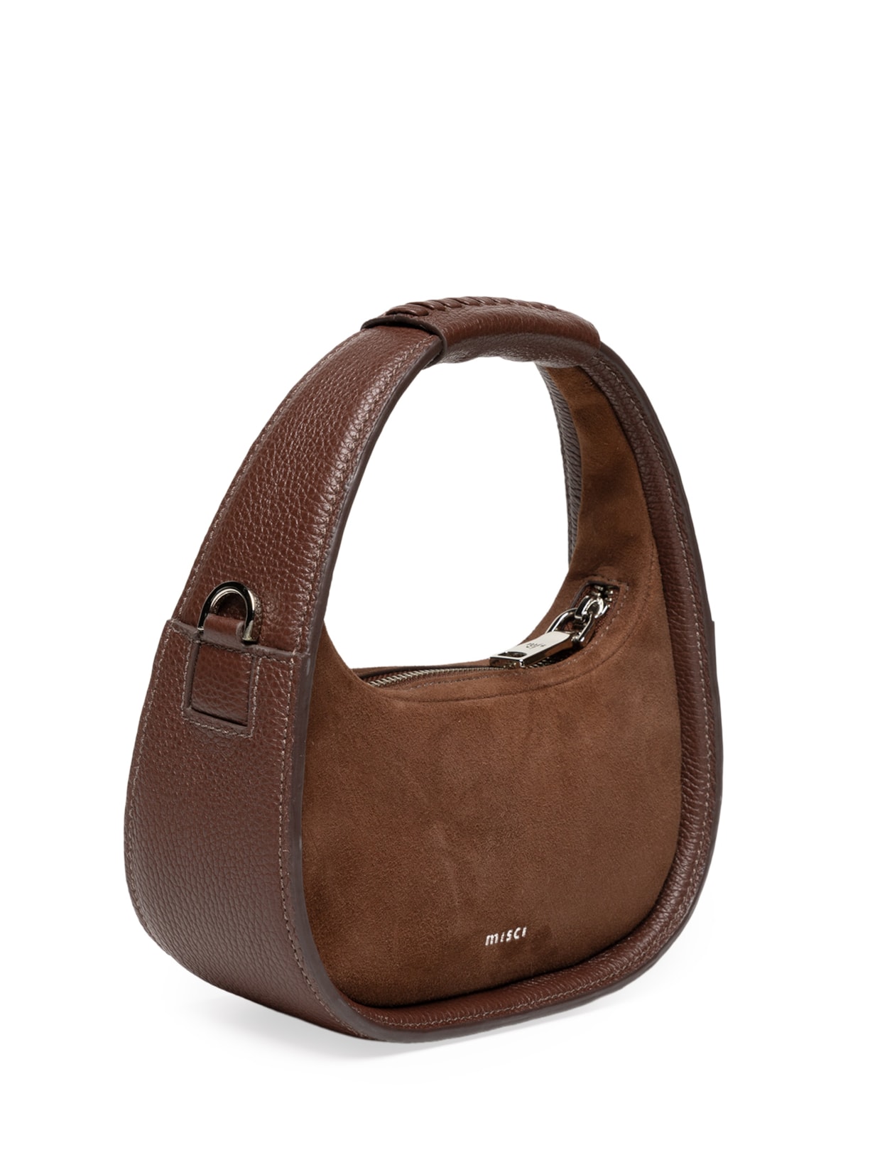 Bolsa Feminina Mini Bambolê Camurça Pequena Marrom Misci