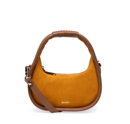 Bolsa Feminina Mini Bambolê Camurça Pequena - Marrom