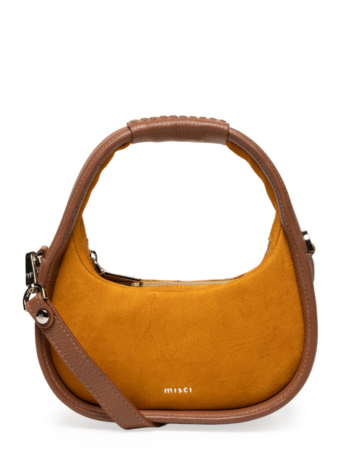 Bolsa Feminina Mini Bambolê Camurça Pequena - Marrom