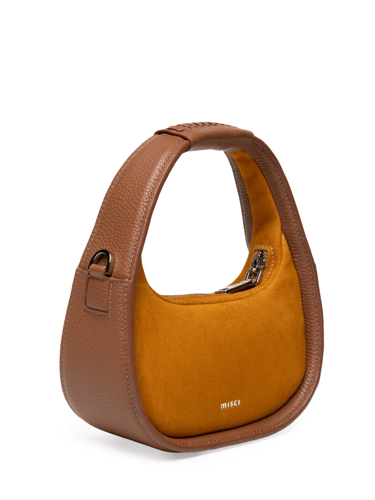 Bolsa Feminina Mini Bambolê Camurça Pequena Marrom Misci