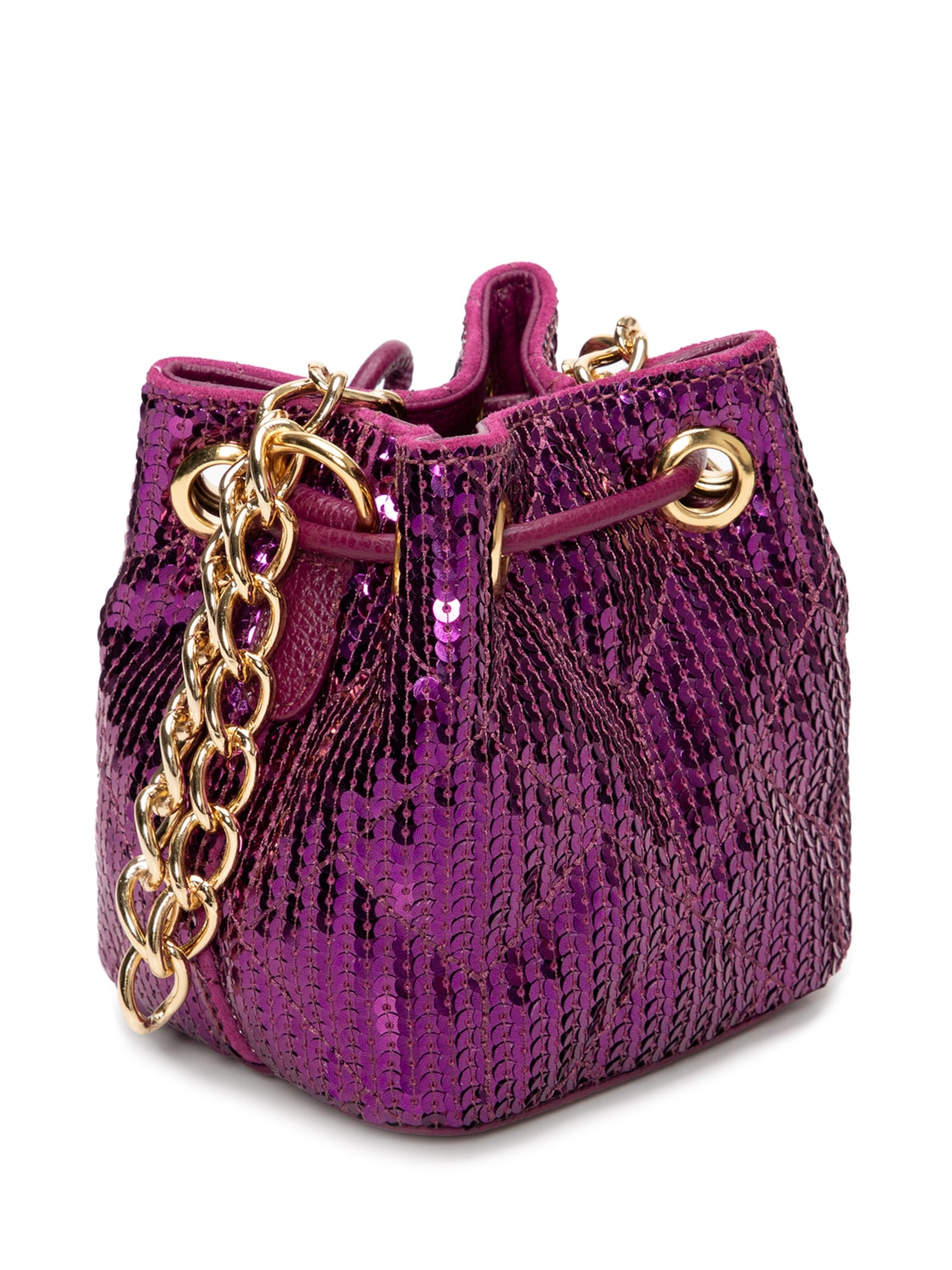 Bolsa Feminina Mini Bucket Paetê Holográfico Roxo Luiza Barcelos