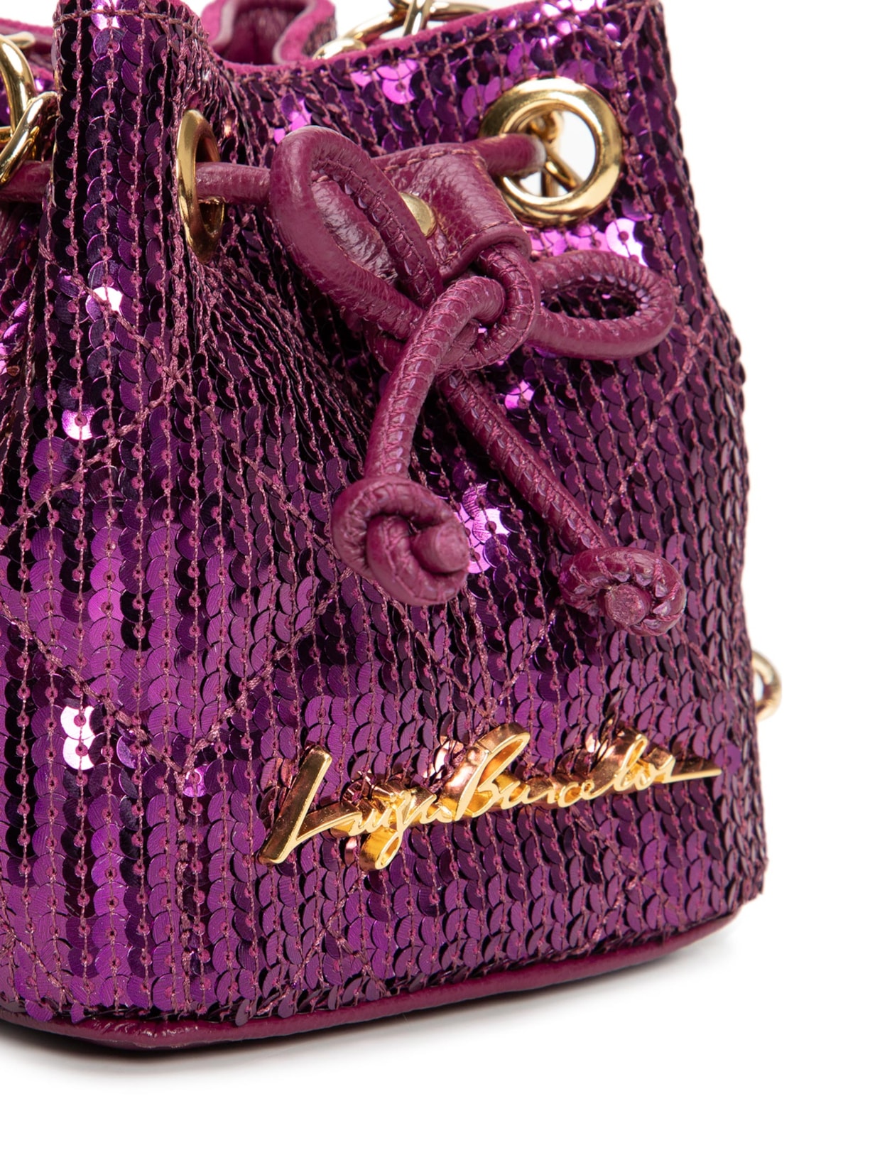 Bolsa Feminina Mini Bucket Paetê Holográfico Roxo Luiza Barcelos