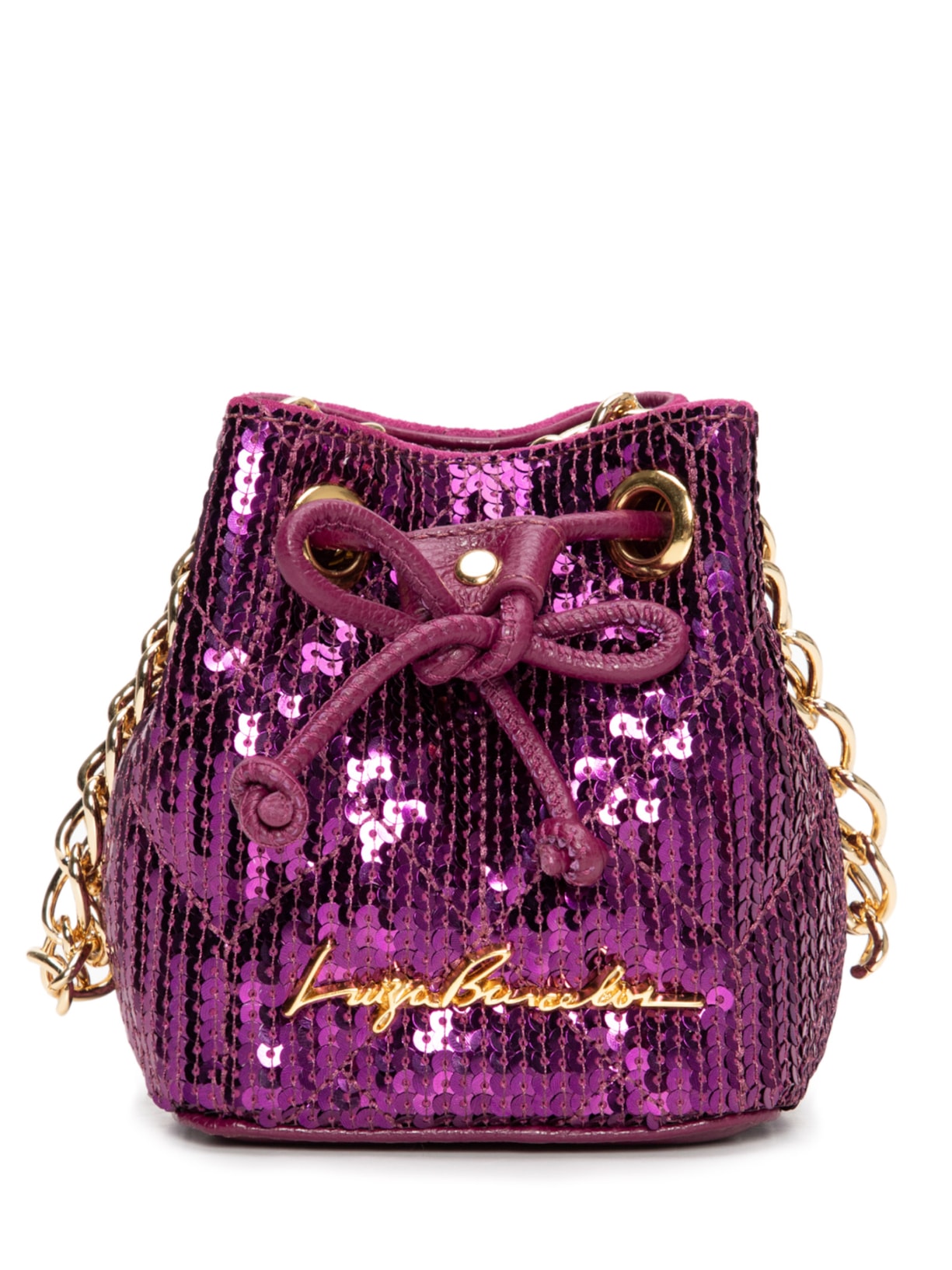 Bolsa Feminina Mini Bucket Paetê Holográfico Roxo Luiza Barcelos