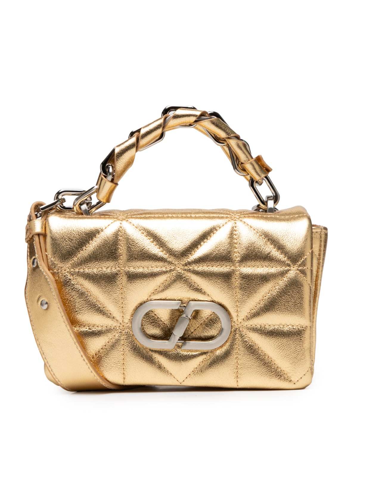 Bolsa Feminina Mini Couro Matelassê - Dourado