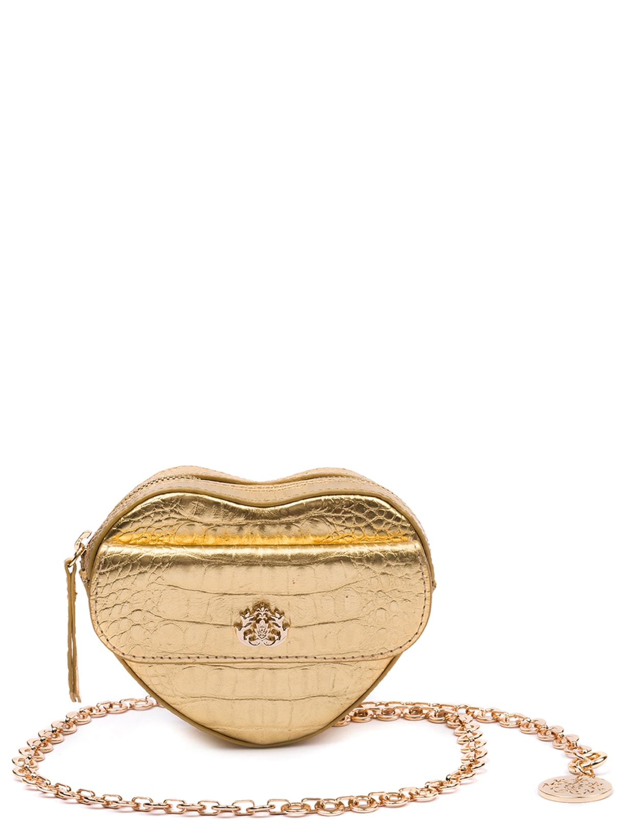 Bolsa Feminina Mini Heart Em Couro - Dourado