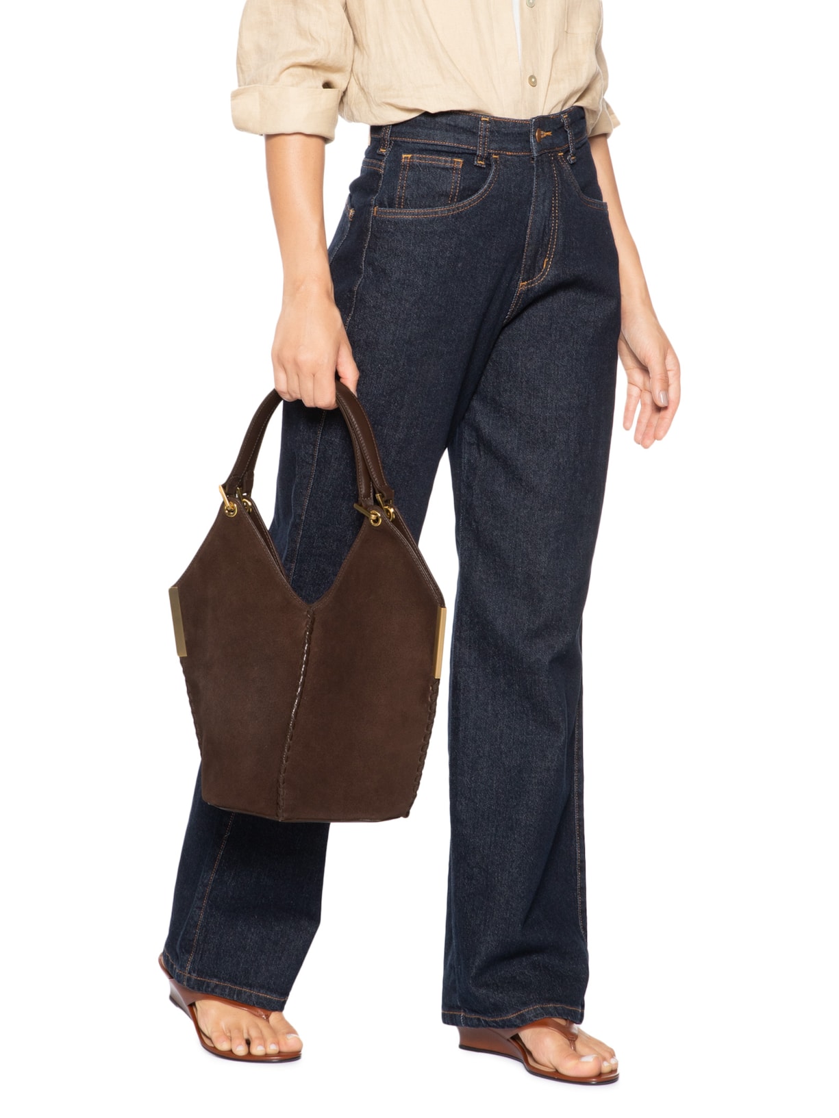 Bolsa Feminina Mini Hobo Josie Camurça Marrom Schutz