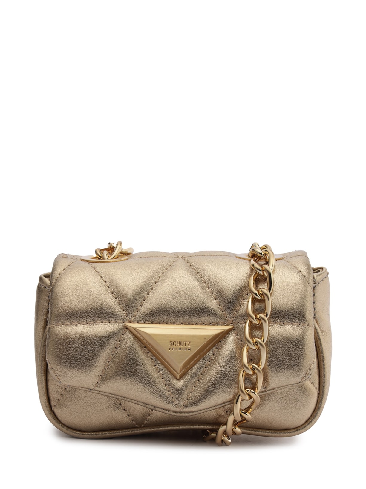 Bolsa Feminina Mini Tiracolo Couro Platina - Dourado