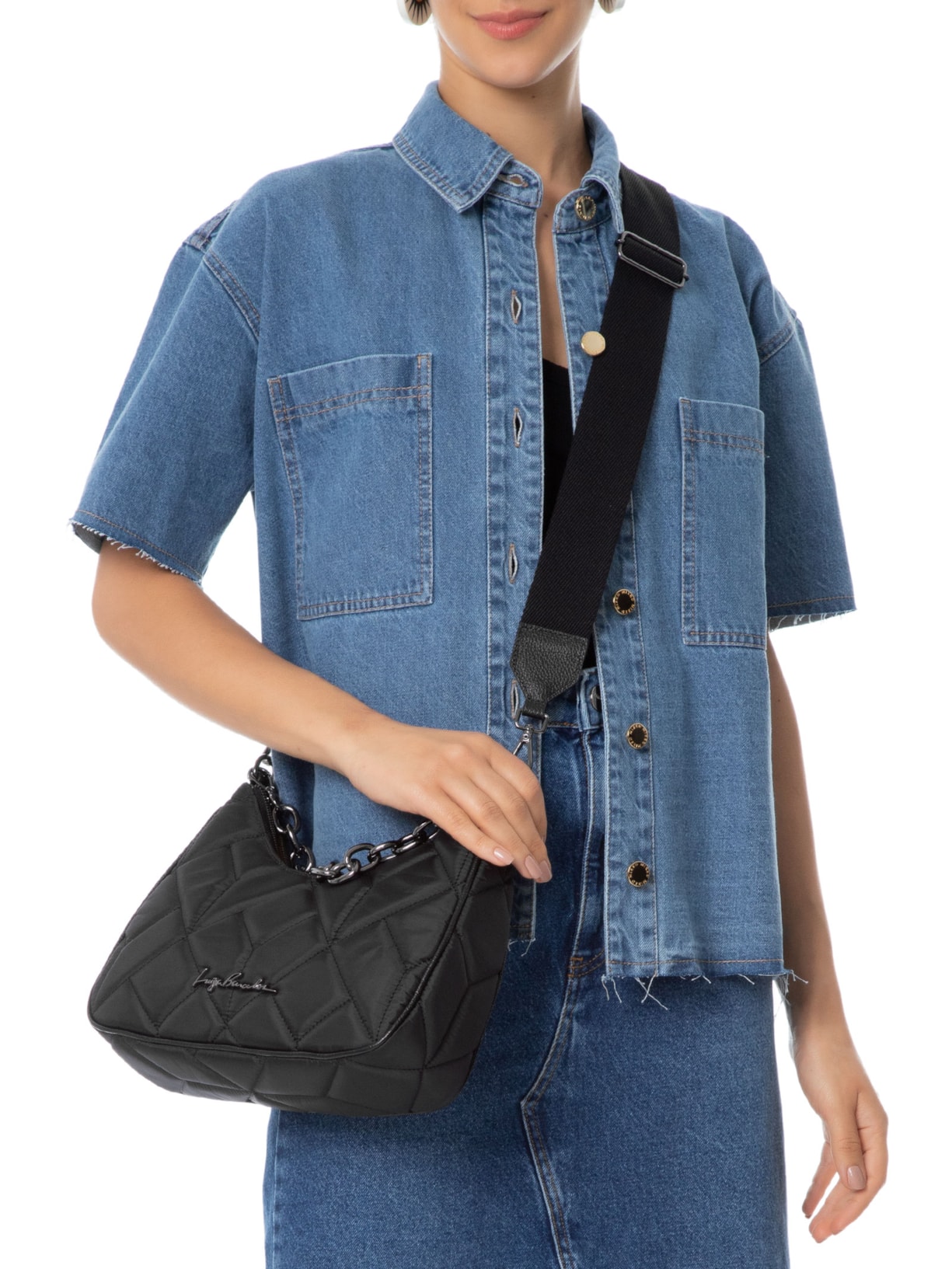 Bolsa Feminina New Nylon Viena Preto Luiza Barcelos