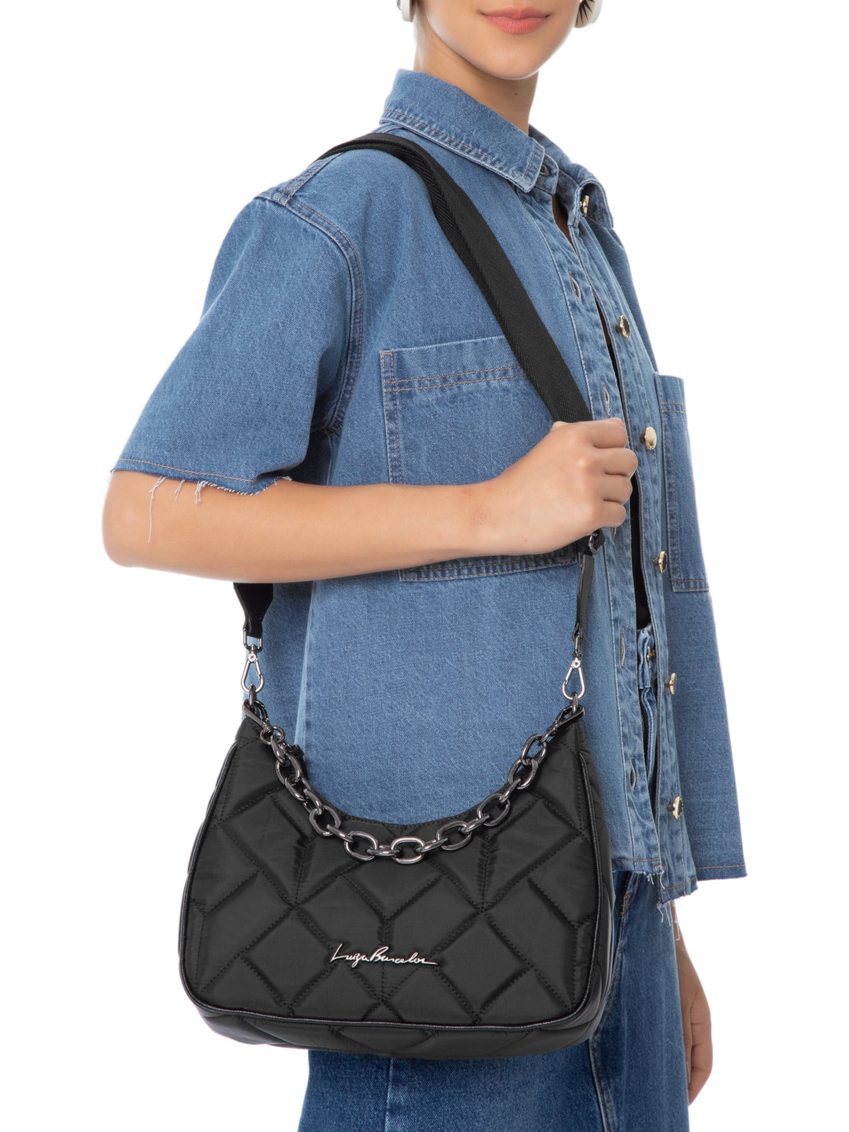 Bolsa Feminina New Nylon Viena Preto Luiza Barcelos