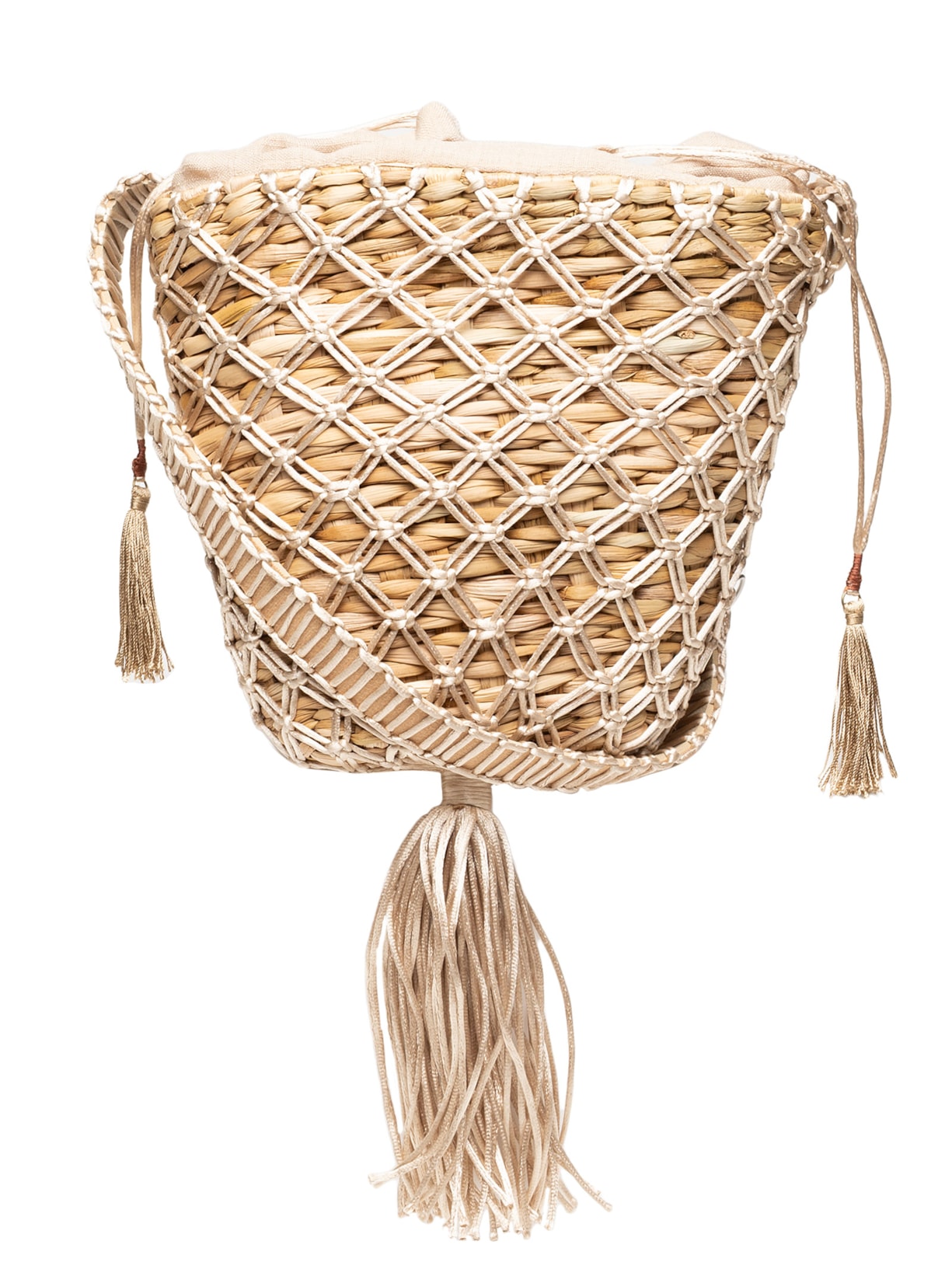 Bolsa Feminina Nós Macramê Palha - Bege