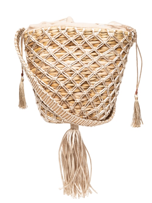Bolsa Feminina Nós Macramê Palha - Bege