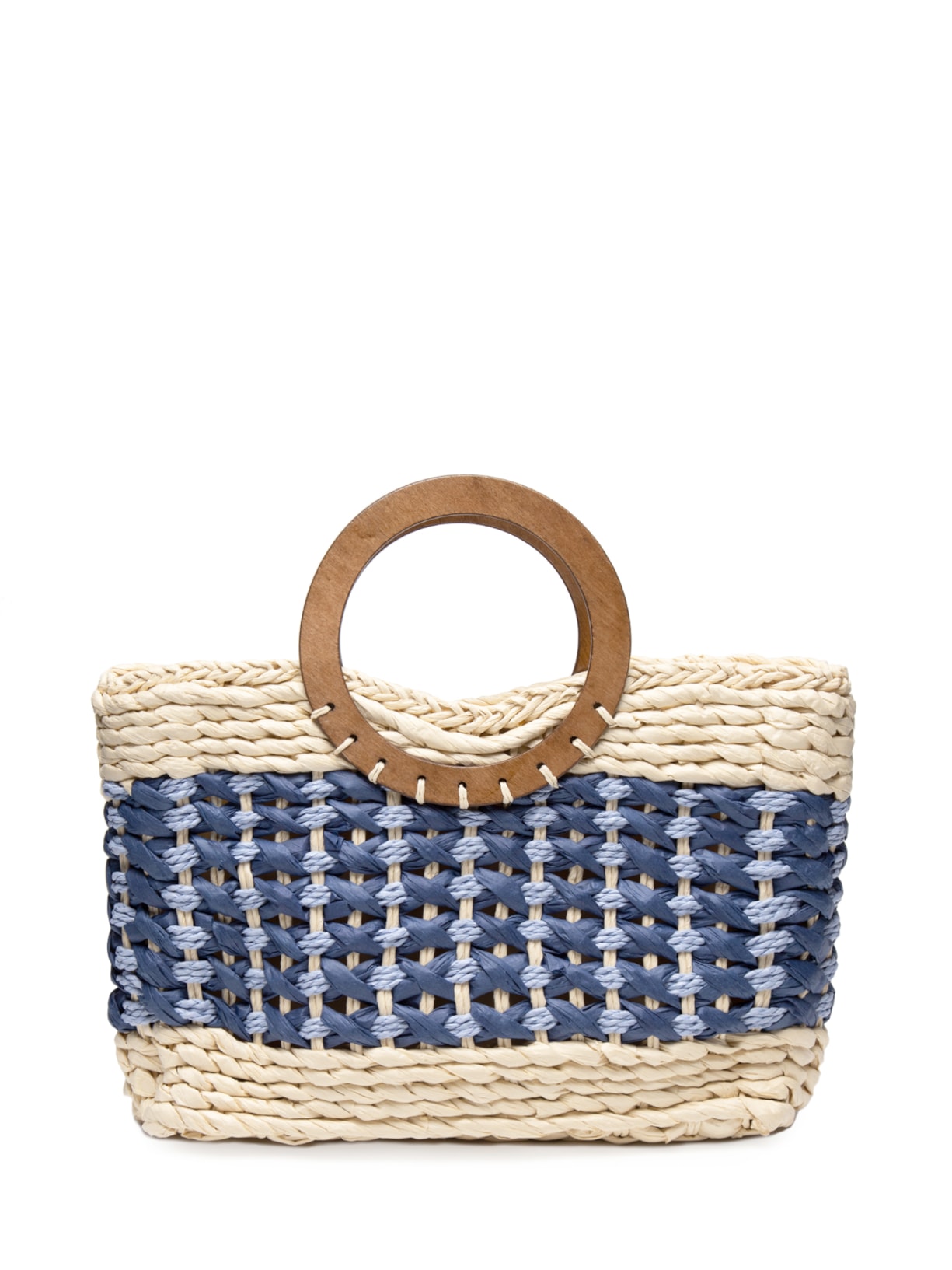 Bolsa Feminina Palha Alça Argola - Azul