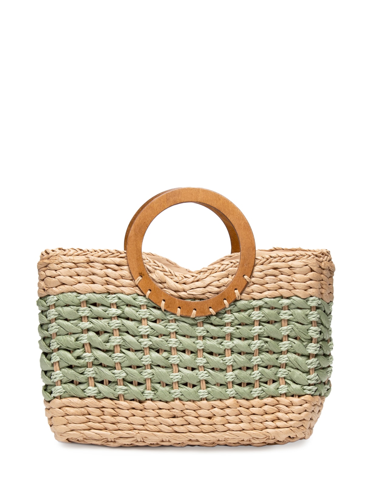 Bolsa Feminina Palha Alça Argola - Verde