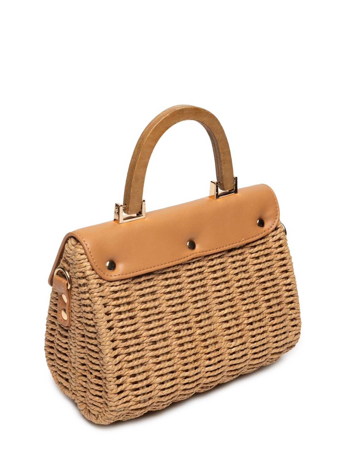 Bolsa Feminina Palha Baguete Com Detalhe Bege Basiq