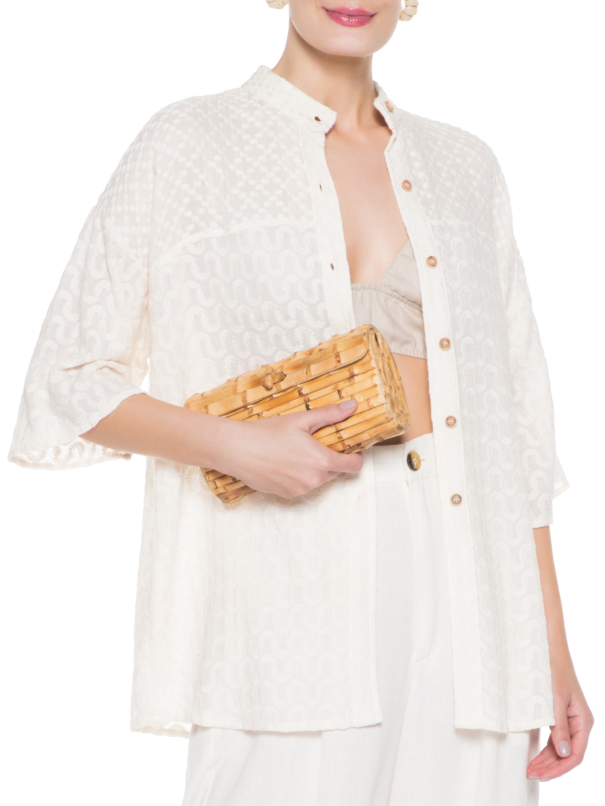 Bolsa Feminina Patricia Bambu Bege Glorinha Paranaguá