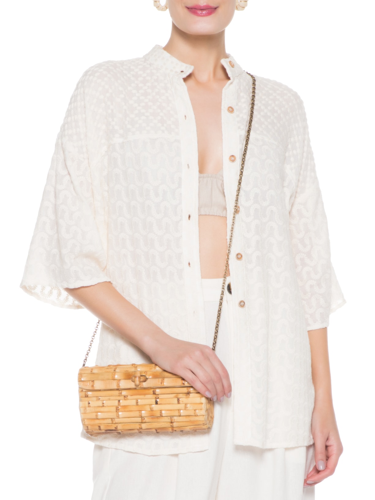 Bolsa Feminina Patricia Bambu Bege Glorinha Paranaguá