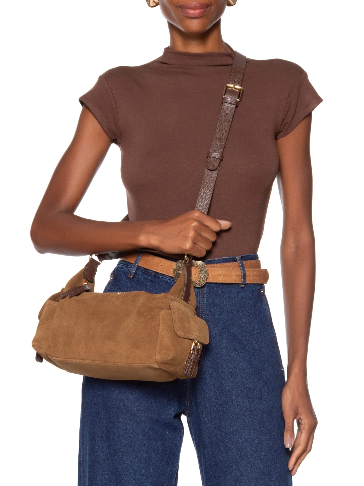 Bolsa Feminina Pequena Camurça Viena Marrom Luiza Barcelos