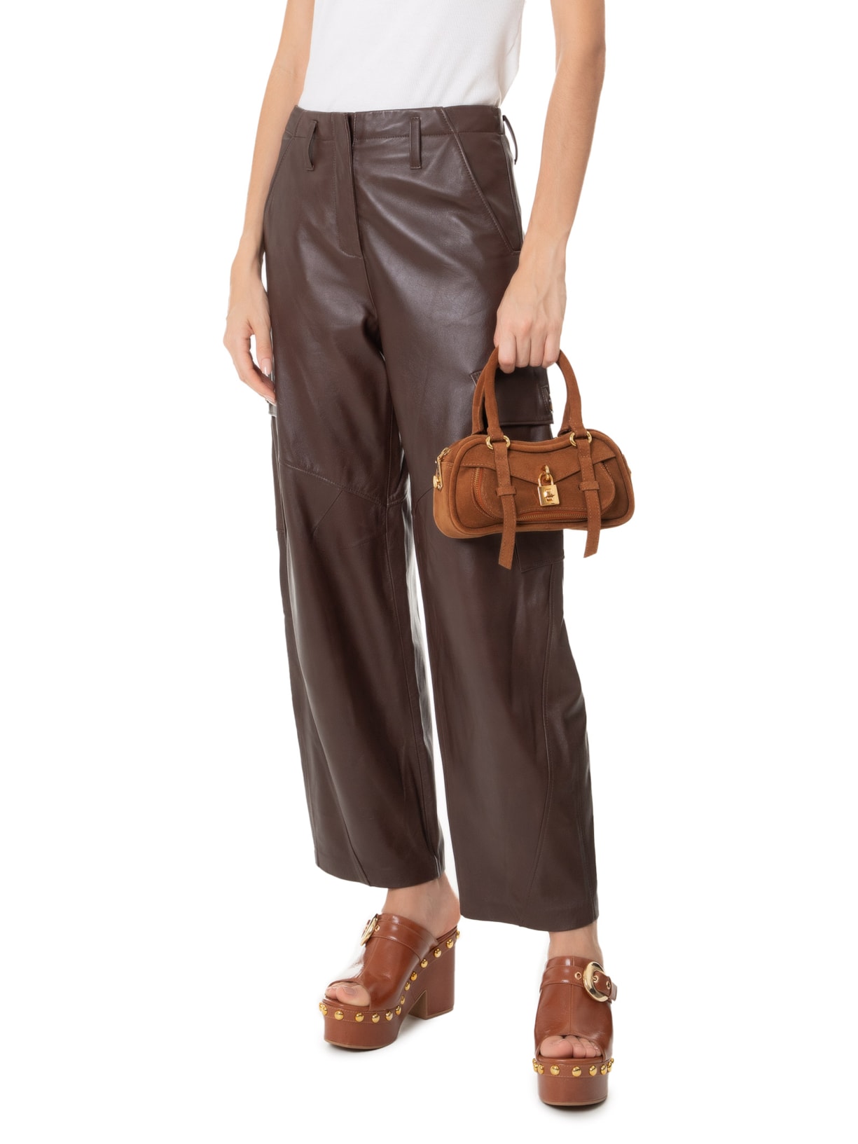 Bolsa Feminina Pequena Camurcão Marrom Luiza Barcelos