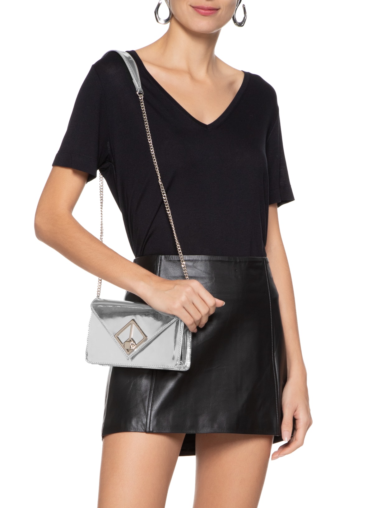 Bolsa Feminina Pequena Carteira Specchio Prata Luiza Barcelos