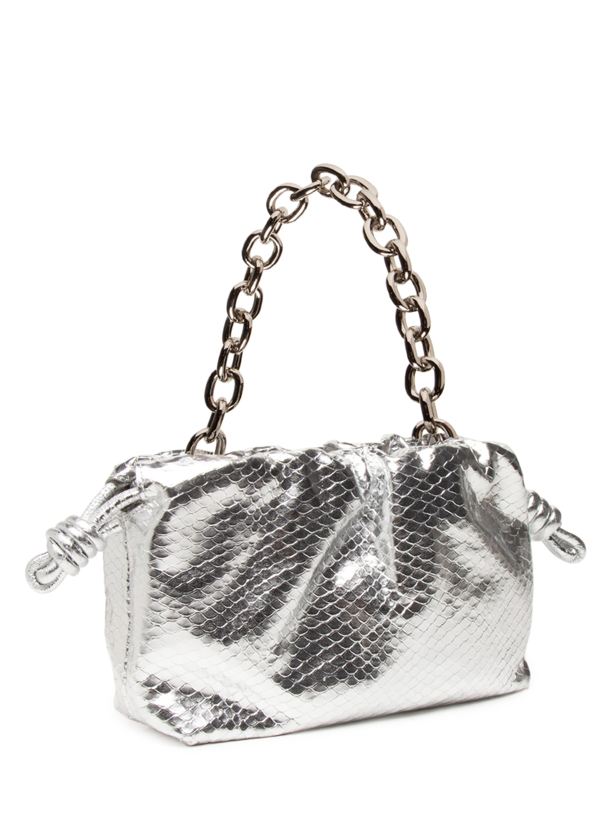 Bolsa Feminina Pequena Cobra Metal Prateado Luiza Barcelos