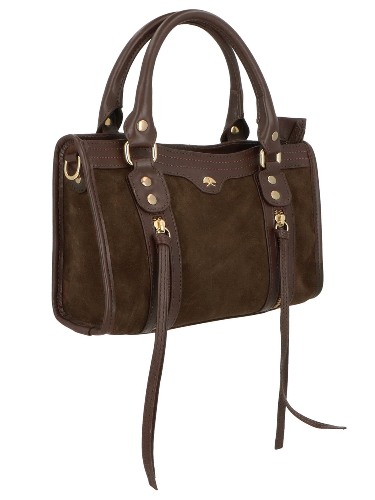 Bolsa Feminina Pequena com Zíperes Marrom Luiza Barcelos