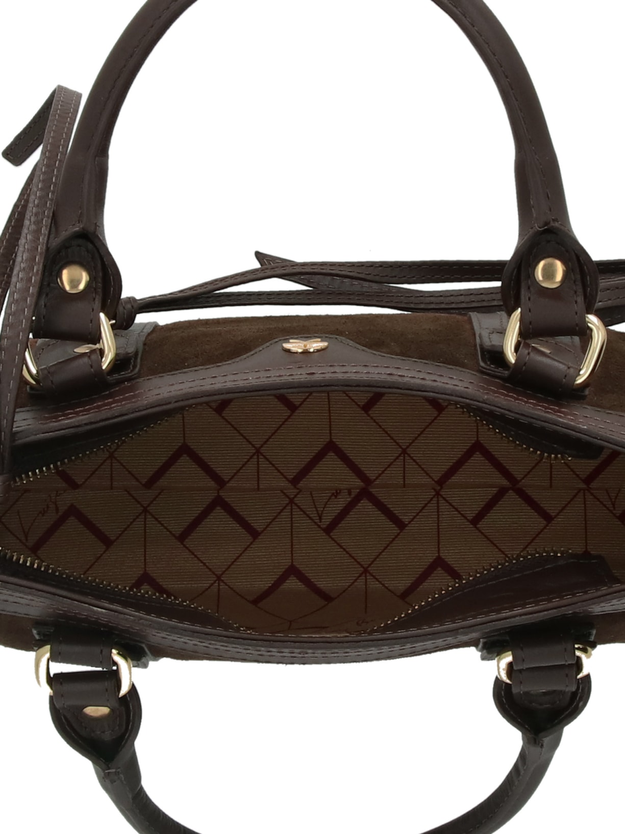 Bolsa Feminina Pequena com Zíperes Marrom Luiza Barcelos