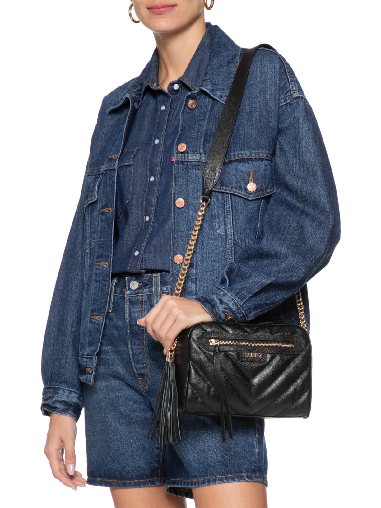 Bolsa Feminina Pequena Couro Preto  Schutz