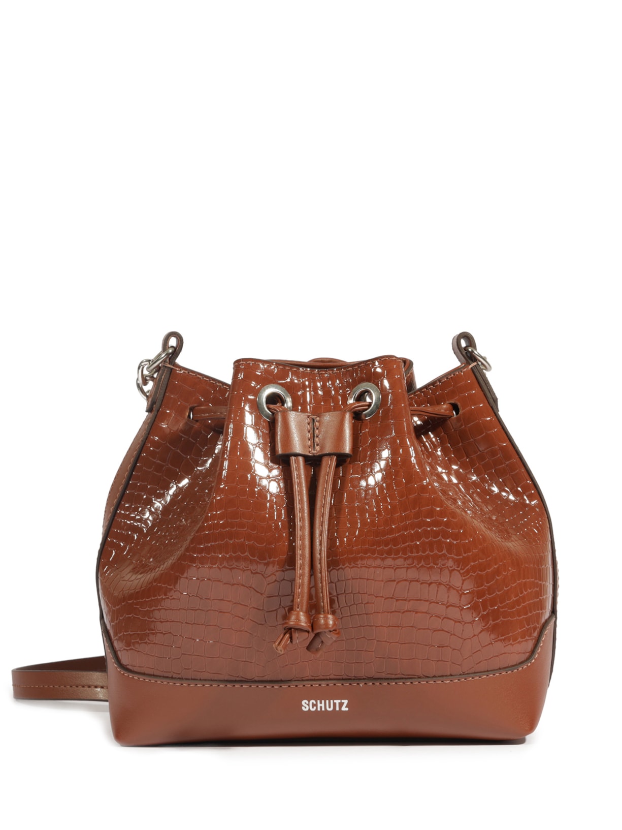 Bolsa Feminina Pequena Croco Box - Marrom