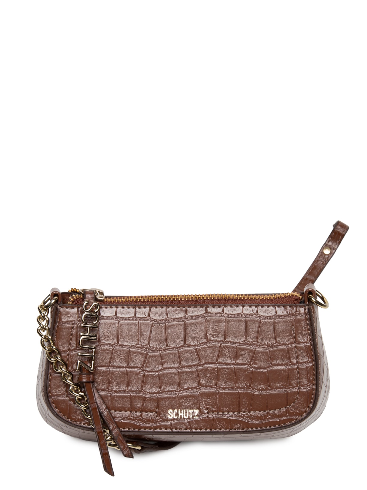Bolsa Feminina Pequena Croco Marrom Schutz