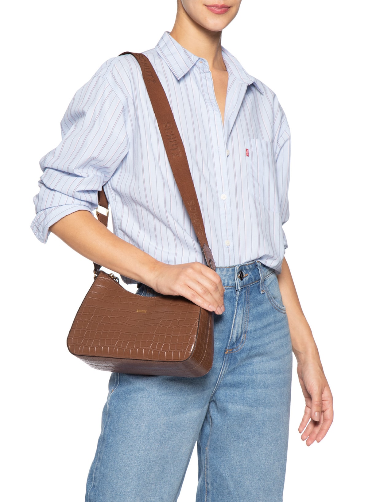 Bolsa Feminina Pequena Crocodiles Othe Marrom Schutz
