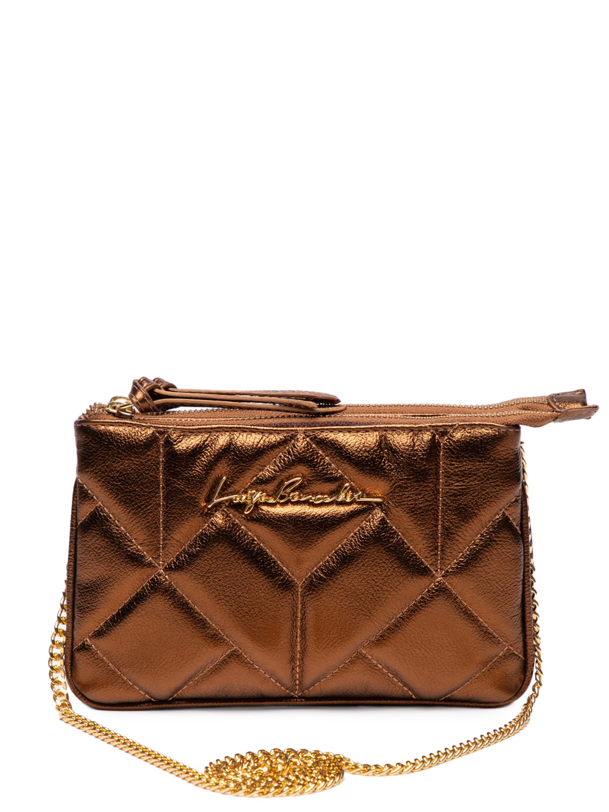 Bolsa Feminina Pequena Dupla Corrente - Marrom