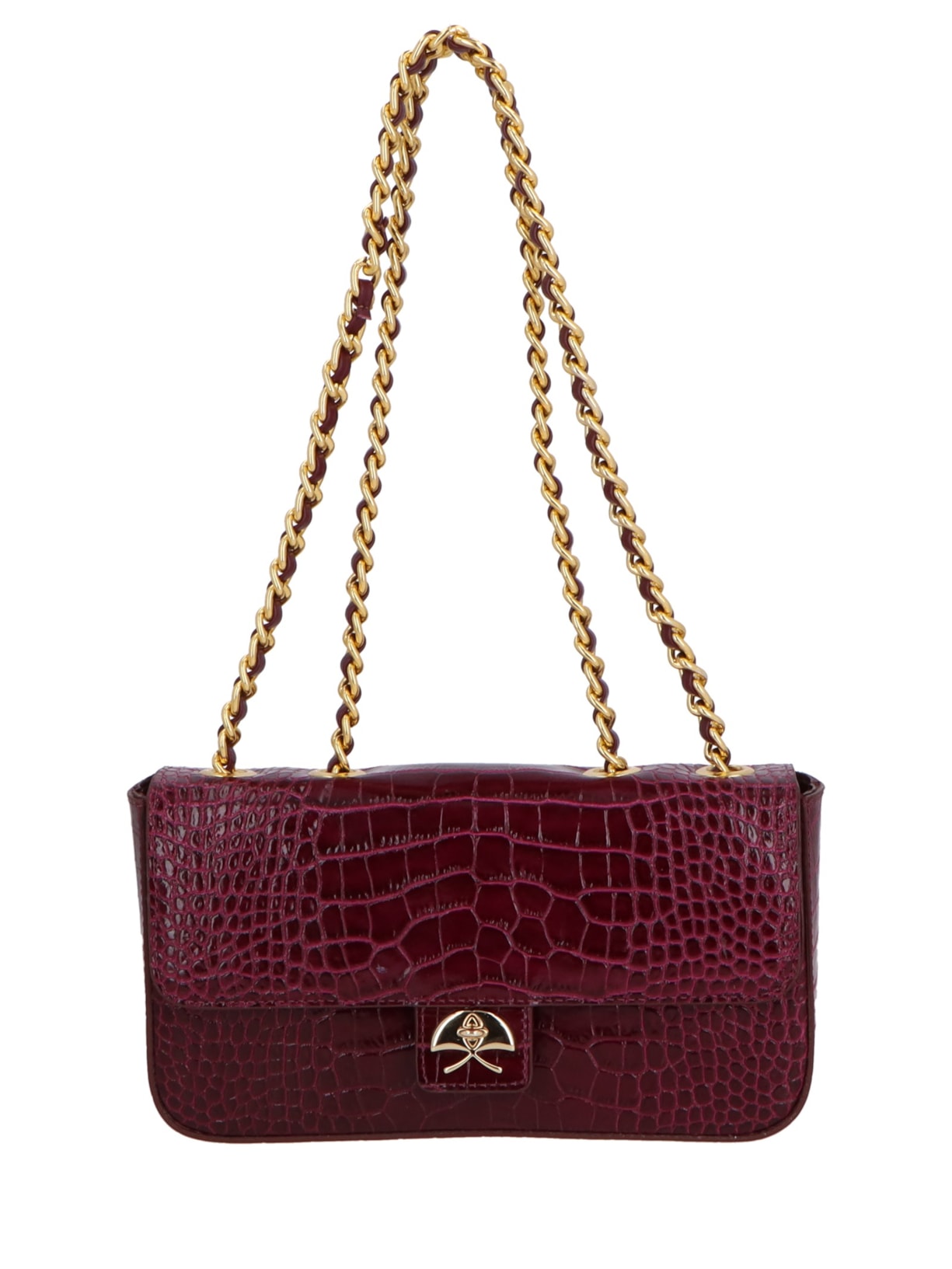 Bolsa Feminina Pequena Em Couro Alças Corrente Vermelho Luiza Barcelos