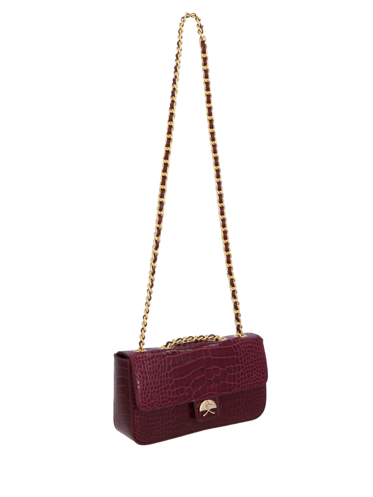 Bolsa Feminina Pequena Em Couro Alças Corrente Vermelho Luiza Barcelos