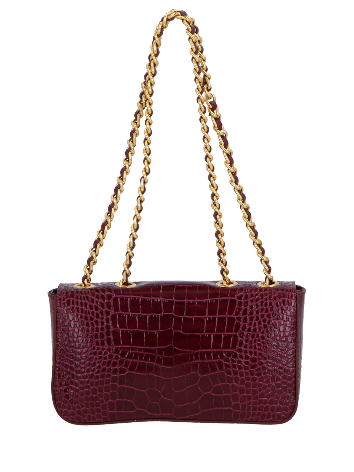 Bolsa Feminina Pequena Em Couro Alças Corrente Vermelho Luiza Barcelos