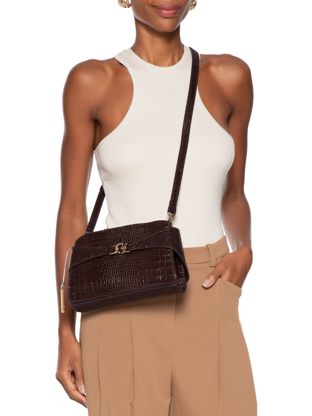 Bolsa Feminina Pequena Em Couro Marrom Luiza Barcelos