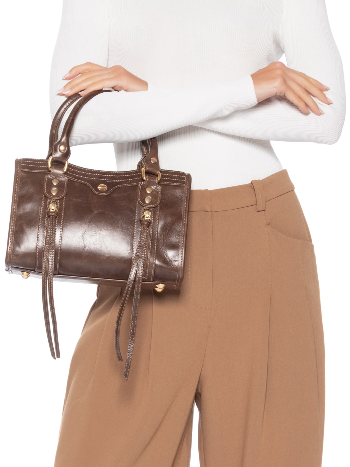 Bolsa Feminina Pequena Em Couro Marrom Luiza Barcelos