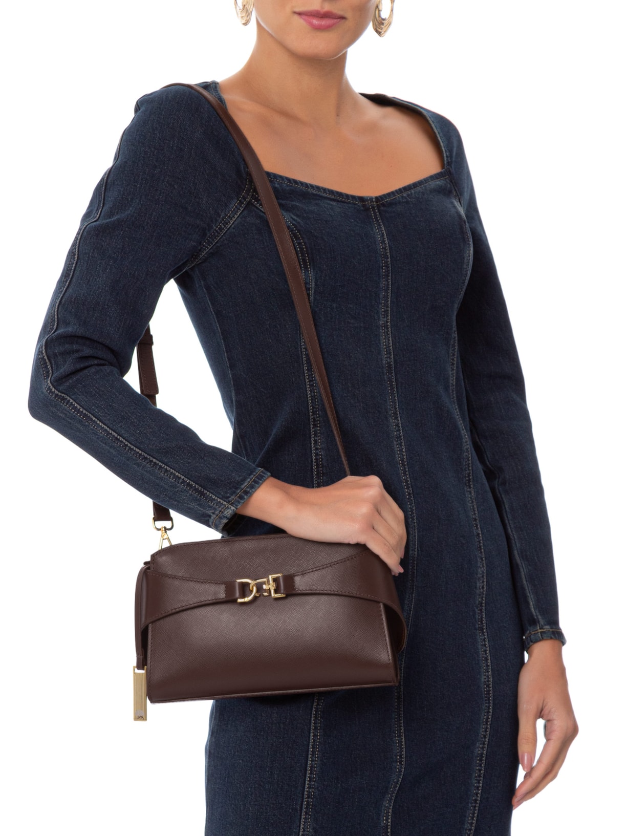 Bolsa Feminina Pequena Em Couro Oslo Marrom Luiza Barcelos