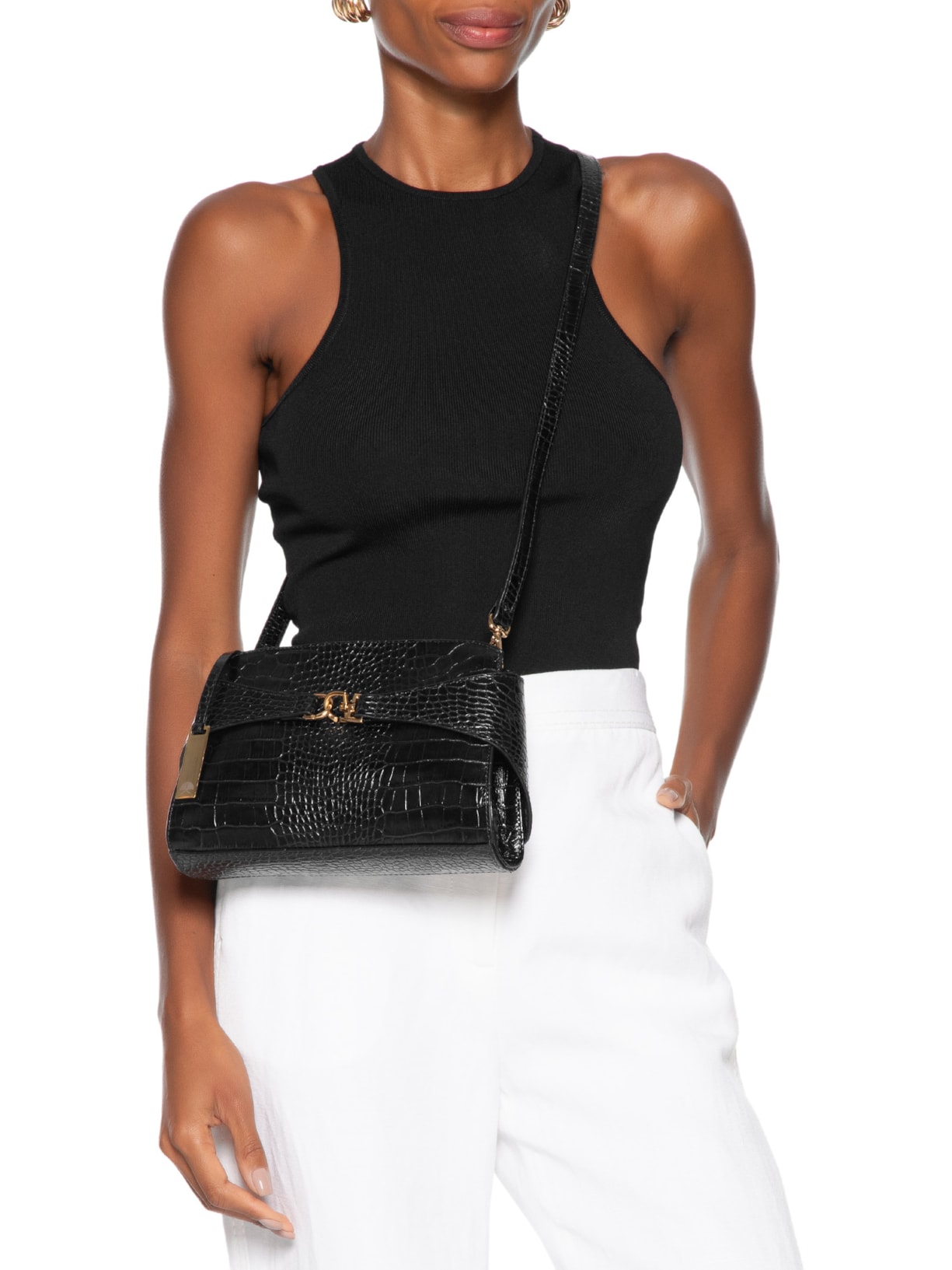 Bolsa Feminina Pequena Em Couro Preto Luiza Barcelos