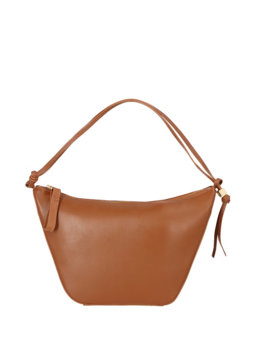 Bolsa Feminina Pequena Hobo Em Couro - Marrom