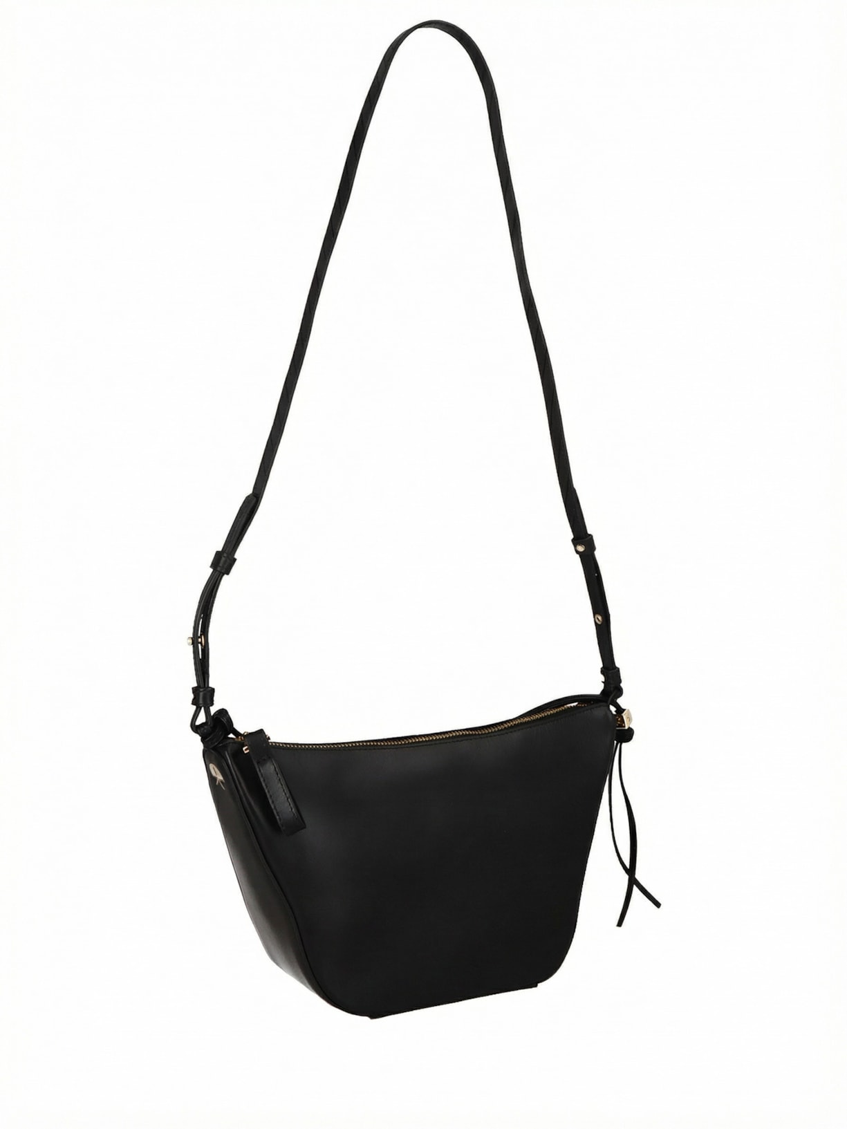 Bolsa Feminina Pequena Hobo Em Couro Preto Luiza Barcelos